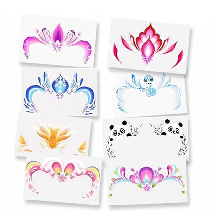 Cithway Easy-Stick Realistic Face Paint Sticker Set, 8 stickers in different colors for Halloween, Carnival, Cosplay, Various holidays and occasions (1PC)