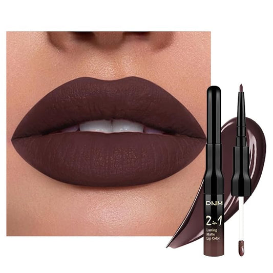 evpct 1Pcs Dark Deep Brown Chocolate Matte Lip Liner and Liquid Lipstick Stain Makeup Set for women, Long Lasting Smudge Proof Lipstick labiales matte mate larga duracion listip 24 hours originales,04