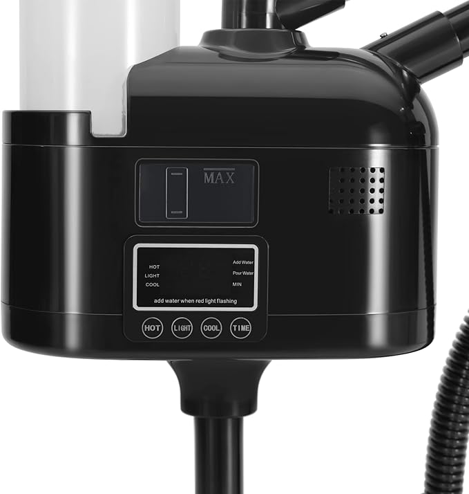 Artist hand Professional 3 in 1 Facial Steamer Upgrade Esthetician Steamer with hot & Cold Nozzle 5X LED Magnifying Lamp Beauty Salon Spa Black