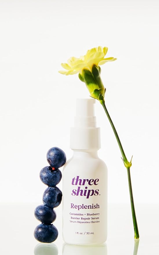 Three Ships - Replenish Ceramides + Blueberry Barrier Repair Serum | Hydrate, Soothe, Nourish Skin | Cruelty-Free, Vegan, Paraben-Free, Sensitive Skin Safe (1 fl oz | 30 mL)