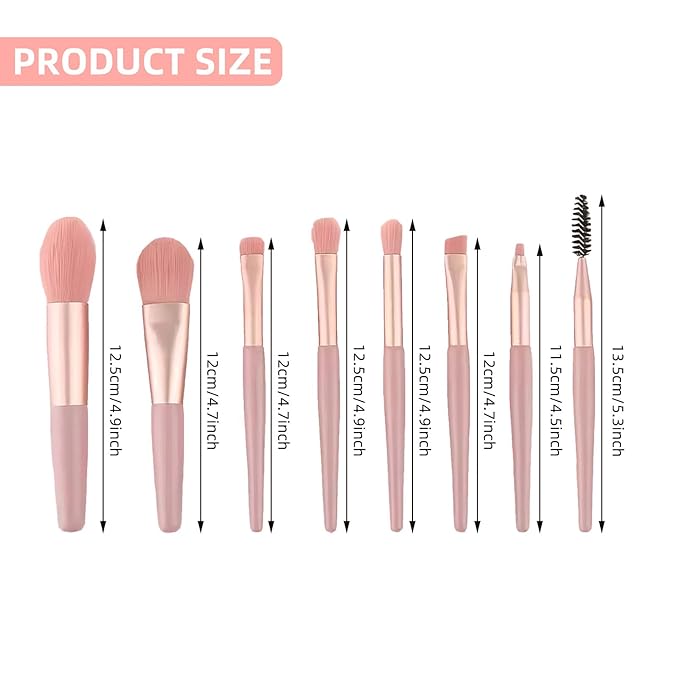 24 Sets Travel Makeup Brush Set Bridesmaid Gift Face Make Up Brushes Angled Blush Brush Foundation Brush with Travel Makeup Bag for Wedding Bridal Gift (Pink)