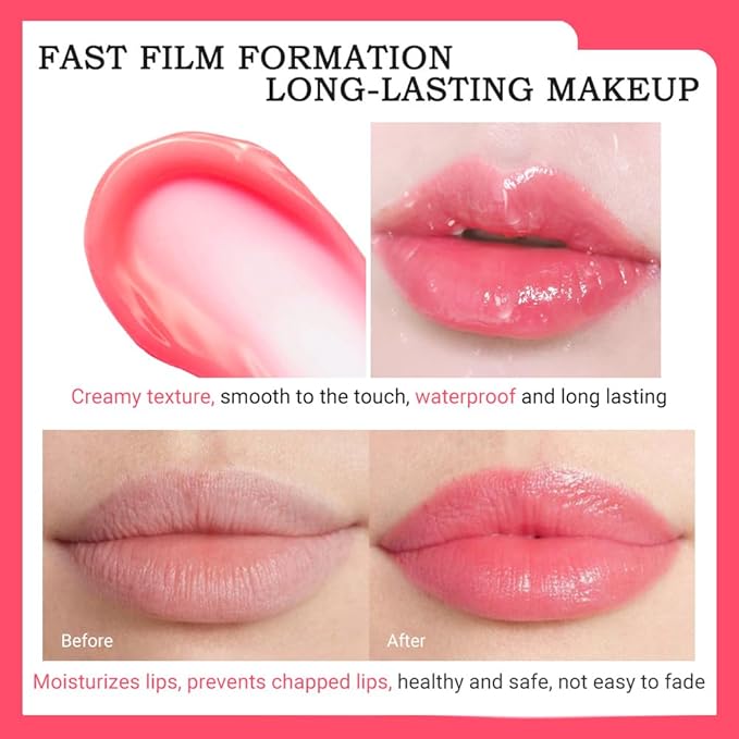 BINGBRUSH Peach Color Changing Lipstick,Moisturizer Long Lasting Lip Care Lip Balm Magic Lip Gloss Lip Tint Stain Gloss Set for Women (1pc Strawberry)