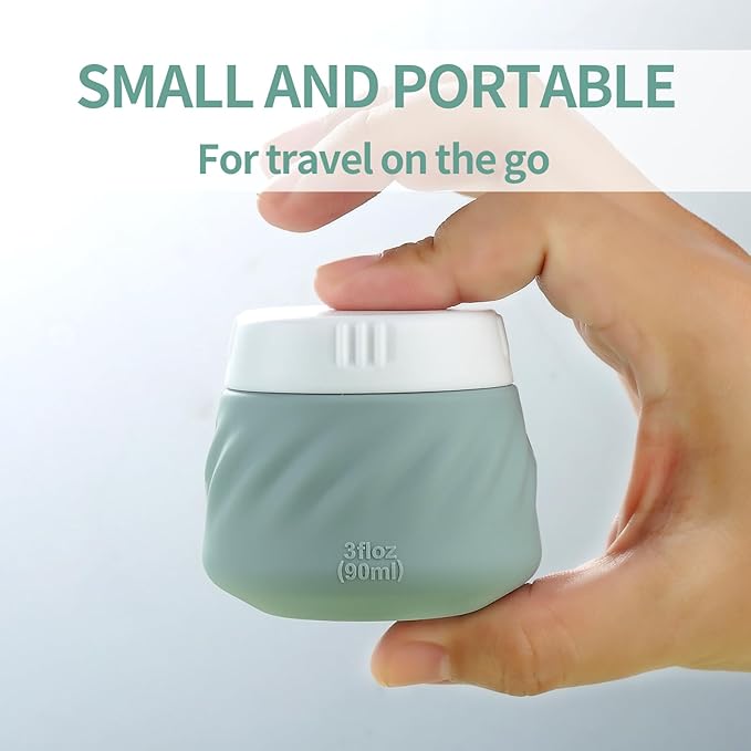 Gemice Silicone Cream Jars TSA Approved Travel Size Containers with Toiletry Bag, Wide Mouth Leak-proof Travel Accessories with Lid for Cosmetic Cream (4 Pack)