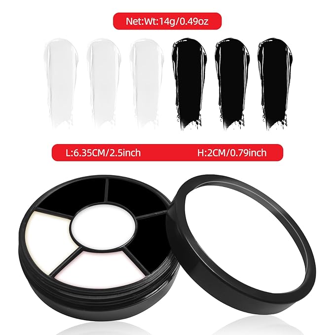 Go Ho Black and White Face Body Paint,Cream Washable Formula Face Painting for Adults Children Halloween Cosplay,Body Paint SFX Makeup Palette,Professional Skeleton Skull Face Paint