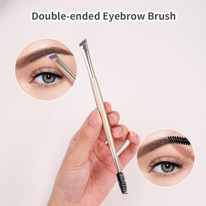 MAANGE 13 Pcs Makeup Brushes with Bag, Multi-functional Eye Makeup Brush Set Professional Blending Eyeshadow Concealer Eyebrows Eyeliner (Gold)