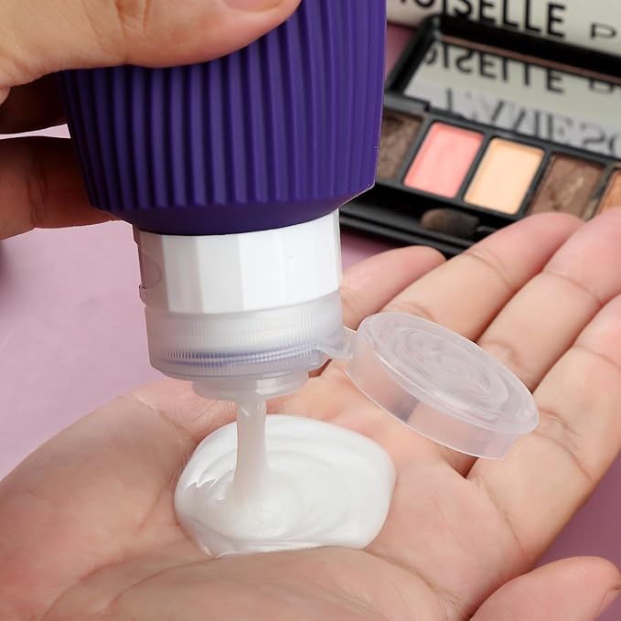 Travel Bottles for Toiletries, Large 6oz Travel Size Containers, BPA Free Leak Proof Tubs Refillable Liquid Accessories with Toiletry Bag for Cometic Shampoo and Lotion Soap (4 Pack)