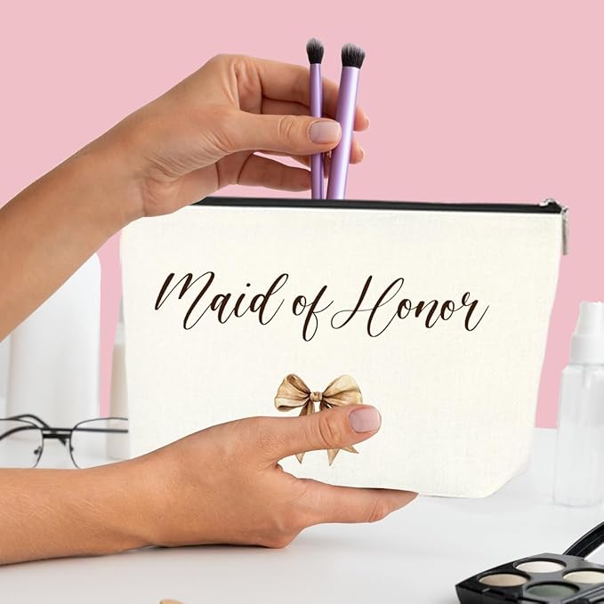 Maid of Honor Gift Maid of Honor Keepsake - Personalized Makeup Bag, Bridal Shower Essential & Bachelorette VIP Gift for Bride Bestie Sister Fiance