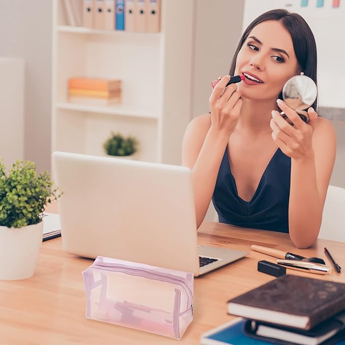 6 Pieces Mesh Makeup Bags Mesh Cosmetic Bag Portable Travel Organizing Zipper Pouch Toiletries Makeup Pouches for Home Office Travel Accessories