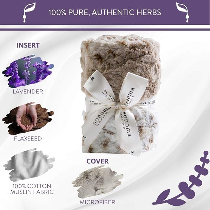 Sonoma Lavender Spa Heat Wrap for Neck, Shoulders and Lower Back, Microwaveable Lavender Aromatherapy Heating Pad, Removable and Washable Covers, Stress and Pain Relief (9" x 26", Arctic Circle)