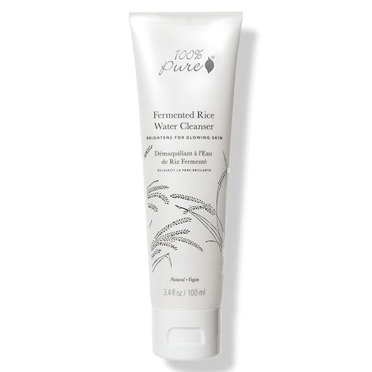 100% PURE Fermented Rice Water Cleanser, Face Wash, Skin Care For All Skin Types, Daily Makeup Remover, Natural Face Wash for Clear Skin - 3.4 Fl Oz