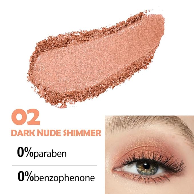 Eyeshadow Single Glitter, High-Pigment Monochrome Eye Shadow Pressed Powder, Everyday Velvety Silky Eye Makeup Looks, Professional Long-Lasting Waterproof Single Eyeshadow Palette, Brown 02