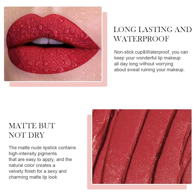 BINGBRUSH Crayon Matte Longwear Lipstick Pack Set,Moisture Smooth Color Stick Ultimate Lip Crayon for Makeup Collection - Waterproof Velvet Lipgloss (10#, 1 Count (Pack of 1))