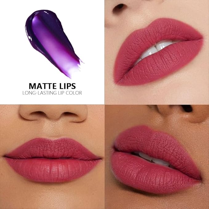 Matte Liquid Lip Stain Peel Off Lip liner Tattoo with Tweezer, Mauve Red Liquid Lipstick Lipstain Long Lasting Waterproof for Women, Highly Pigmented Not Faded Smudge-proof Easy to Apply, 02