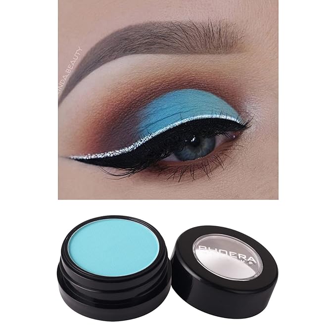MEICOLY Light Blue Single Eyeshadow,Bold Turquoise Pressed Powder Matte Eye shadow,Turquoise Blue Shade for Halloween Smurf Corpse Bride Sally Makeup,Opaque Vegan Cruelty Free for Day & Night