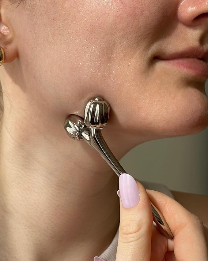 Mei Apothecary MiniSculpt Stainless Steel Mini Facial Massager - Metal Face Roller for Sculpting, Neck & Eye Massage, Depuffing, Skincare Gift