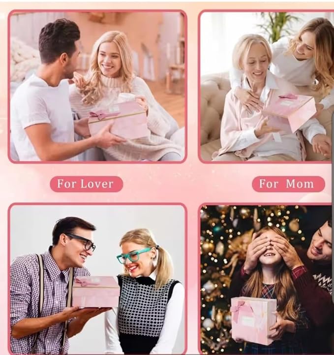 Pink Gift Set for Women with Tumbler, towel,sleep eye mask, cute bow headband,scented candle, rose gold mirror, Bath Accessories and Decorative Box