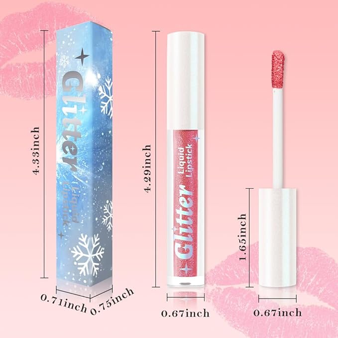 Nude Pink Metallic Lipstick for Women,Lightweight Glitter Sparkling Liquid Lipsticks,Shimmer Lip Gloss Stain Long Lasting Waterproof Smudge Proof Non-Drying 24 Hour Full Coverage Lip Makeup,Vegan