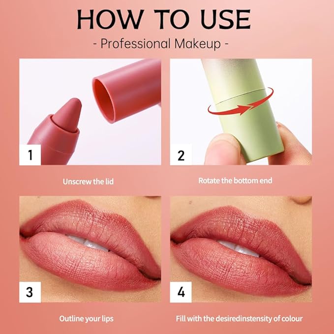 Warm Rosewood Matte Lip Liner Pencil – Smooth & Moisturizing Lip Pencil for Precise Contour, Rich Color Payoff, Lightweight Everyday Lip Makeup, Twist-Up Design,03#