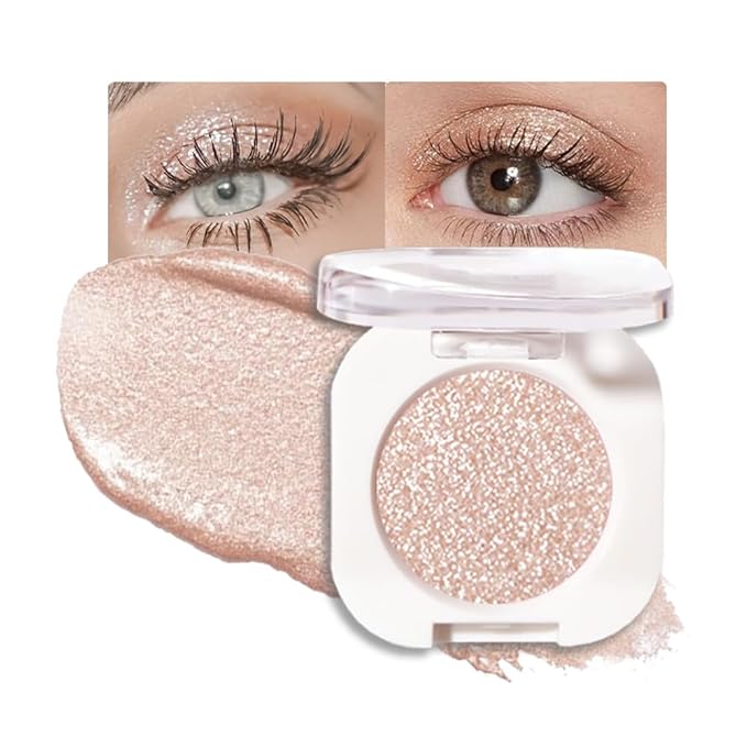 Pearl White Glitter Eyeshadow Palette for Women, Single Monochrome Eye Shadow Makeup, Shiny Pressed Powder, Blendable Natural sombras para ojos, Holographic,Vegan,Travel -11