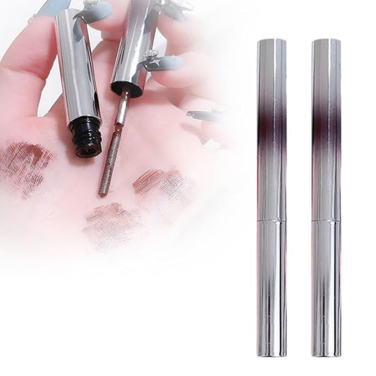 Iron Wand Mascara, 2026 Upgrade Long Lasting Curl Brushless Metal Wand Mascaras Waterproof Tubing Mascara, 3D Curling Eyelash Iron Mascaras for Natural Curling with No Flaking (Brown,2pcs)
