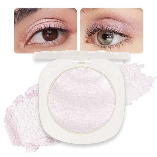 Light Pink Shimmer Glitter Sparkling Monochrome Eyeshadow Palette,Metallic Single Eye Shadow Palette for Older Women,Long Lasting Naturing-Looking Eye Makeup