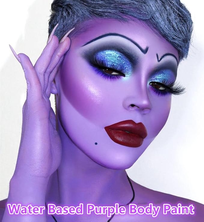Go Ho 6 Colors Purple Face Body Paint,Cream Water Based Makeup for Adults Children Halloween Cosplay,Body Paint FX Makeup Palette,Professional Face Paint Purple Makeup