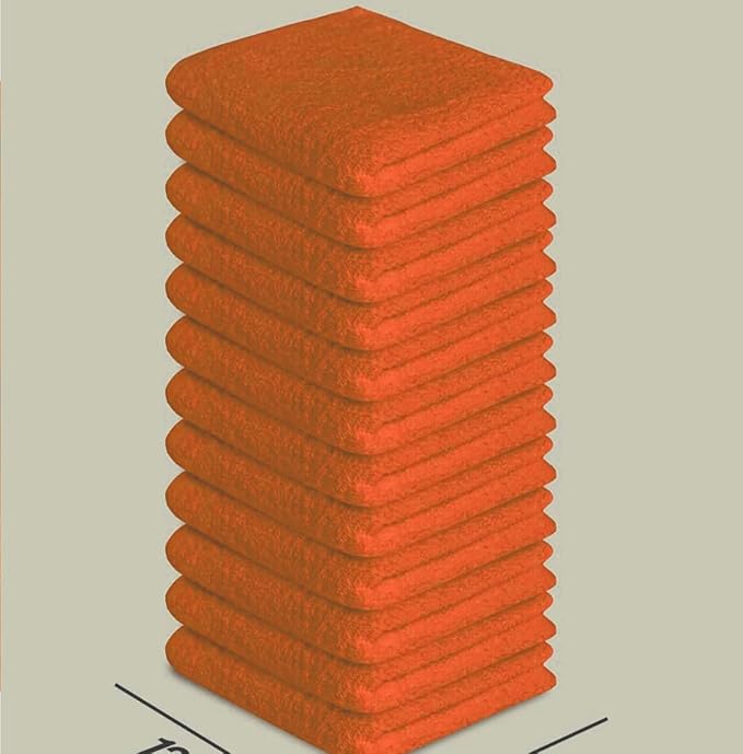 Softolle 100% Cotton Washcloths 24 Pack (12x12 Inches) Soft, Highly Absorbent Washcloth, Face Towels, Wash Cloths for Face, Ring Spun, Bulk Pack (Orange, 24 Pack)