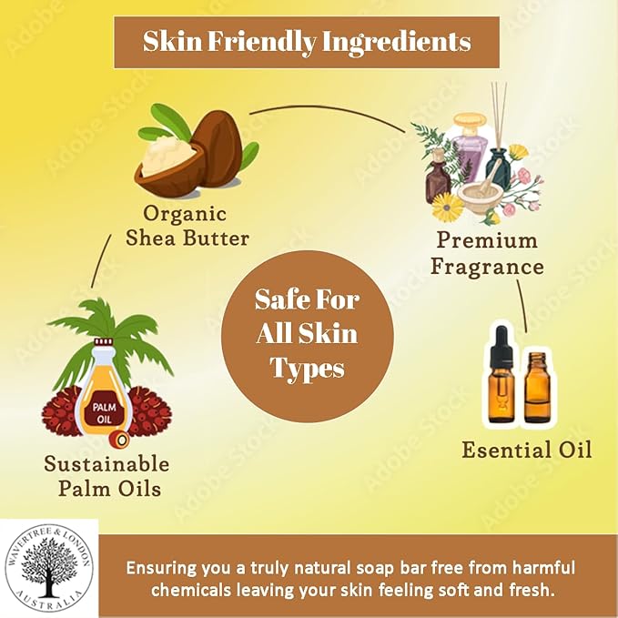 Wavertree & London Honey Almond Scented Natural Soap (2 Bars), 7oz Moisturizing French Triple Milled Soap Bars enriched with shea butter - Pure Plant Based Bath & Body Bars for All Skin Types