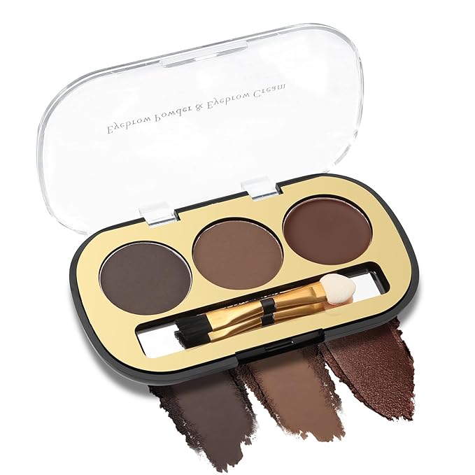 Boobeen 3 Color Eyebrow Powder Palette, Waterproof Eyebrow Gel Makeup, Brow Definer to Shape Perfect Brow，Professional Brow Filler Powder with Brush