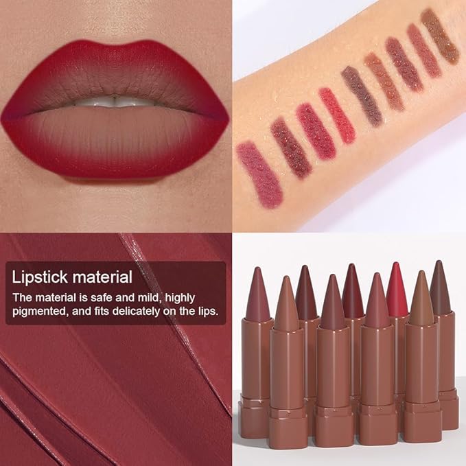Nude Lipstick Lip Liner Matte Sets,Light to Dark High Pigmented Velvet Lipstick Lipliner for Daily Makeup,for Women Long Lasting Waterproof 24 Hours Lip Stick Lip Stain Makeup Gift Sets