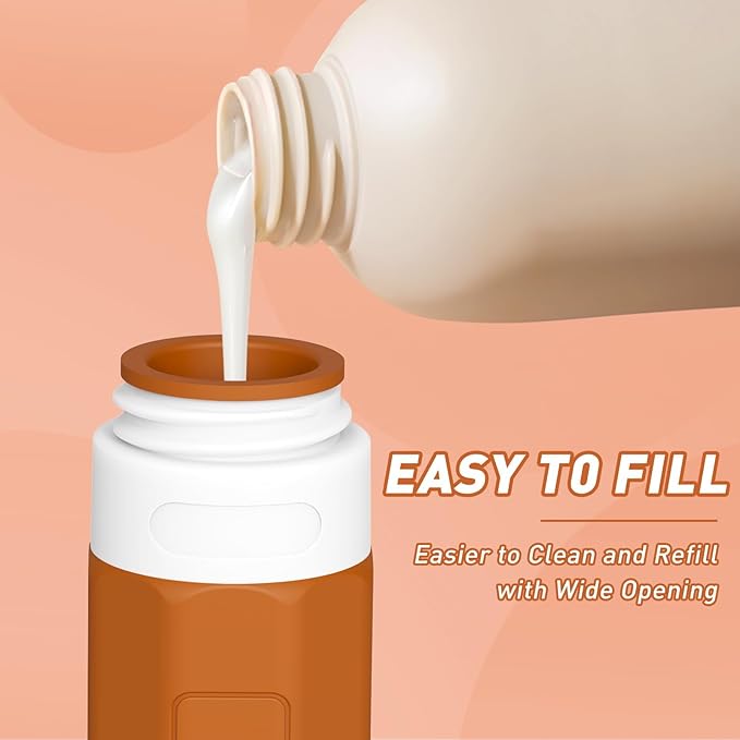 Redfly Travel Bottles for Toiletries, 3oz Tsa Approved Travel Size Containers, BPA Free Leak Proof Squeezable Containers for Toiletries, Silicone Refillable Essentials for Shampoo Conditioner Apricot