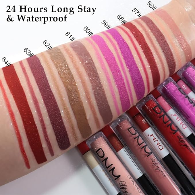 AMY'S DIARY 2Pcs Brick Red Matte Lip Liner and Lipstick Makeup Set, Warm Red Lip Stain Lip Gloss Matt Liquid Lipstick 24H Long Lasting lapiz labiales mate 24 horas originales larga duracion (64#)