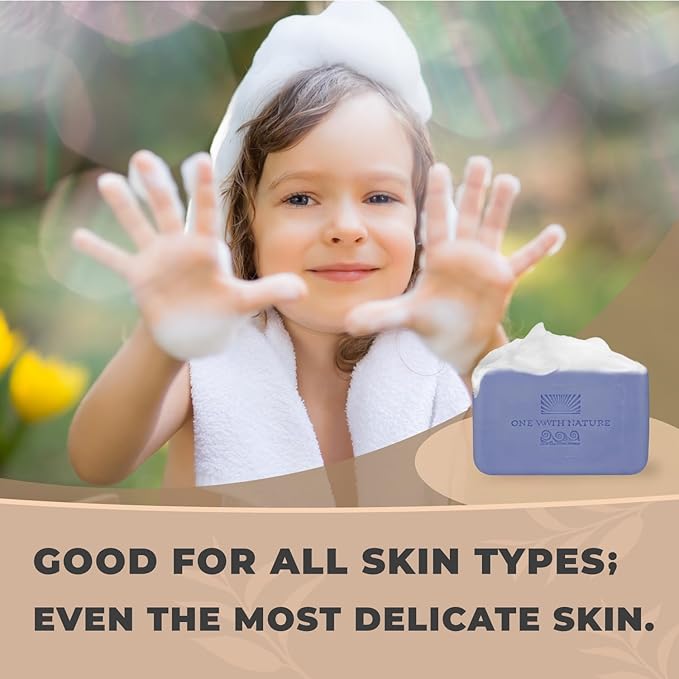 One With Nature Dead Sea Salt Lavender Soap 4oz 3-Pack – Soothing and Exfoliating Soap Bar with Dead Sea Minerals for Face & Body, for Men & Women