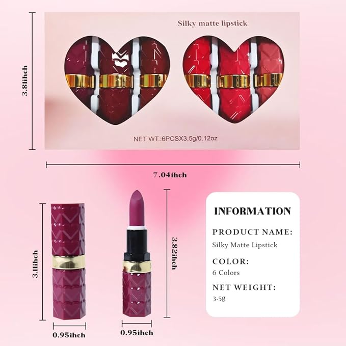 evpct 6Pcs Mauve Maroon Ruby Bright Red Brown Plum Purple Matte Lipstick Set, Matte Ceamy Soft Lipsticks Set for Women Long Lasting Waterproof, Vegan Cruetly Free Lipstick Pack 24 hrs original labiale