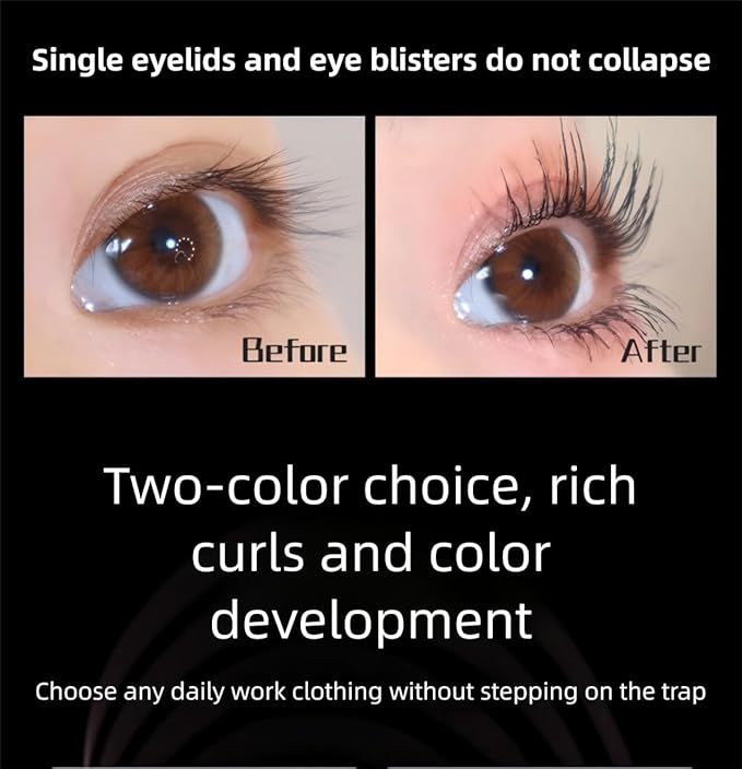 Mascara Women Waterproof Sweatproof Smudge-Free Slim Curl Long Lasting Hold Base Layering Thick Extend Lashes (Black)