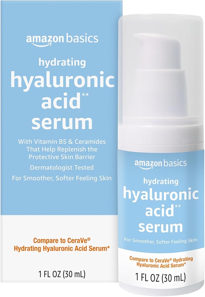 Amazon Basics Hydrating Hyaluronic Acid Serum, 1 Fluid Ounce, 1-Pack