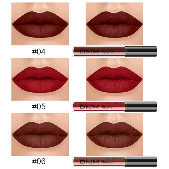 AMY'S DIARY 3Pcs Dark Red Brown Matte 24-Hour Liquid Lipstick Sets, Permanent Stay On Lipstick Lip Set Smudge Proof Matte Labial Mate For Women 24 Horas Originales(Set02)