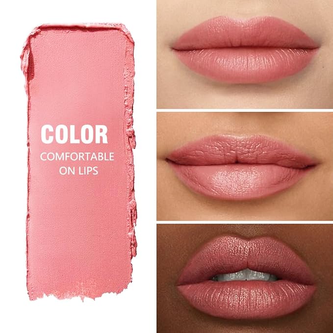 Rose Pink Matte Lipstick Crayon for Women, 24 Hour Lipstick Lip Liner Pencil Long Lasting Waterproof Smudge Proof, Vegan & Cruelty-Free, Neutral lip liner marker Easy Application Full Coverage B01#