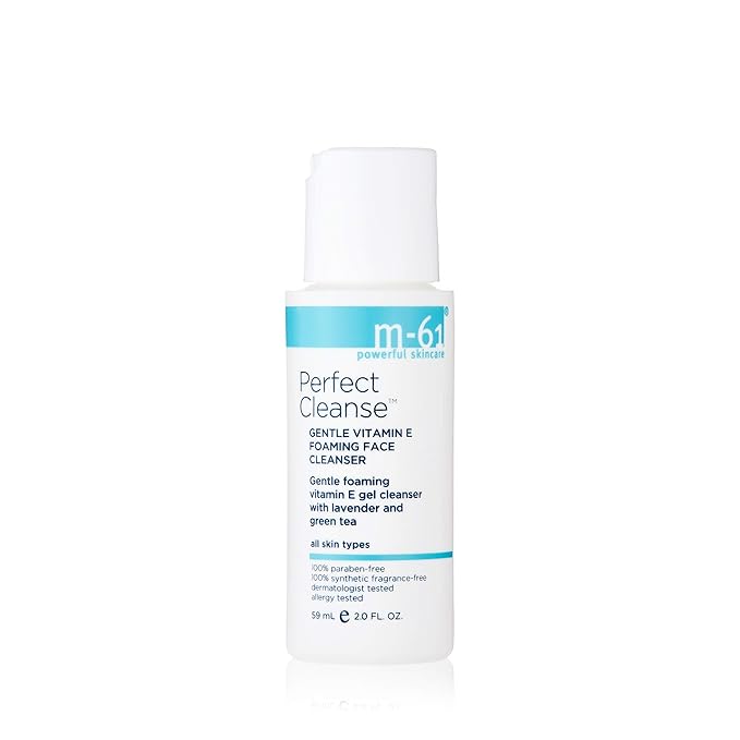 m-61 Perfect Cleanse | Daily Gentle, Foaming Gel Cleanser With Vitamin E, Lavender, Green Tea. For All Skin Types. Dermatologist and Allergy Tested, 2.0 Fl Oz