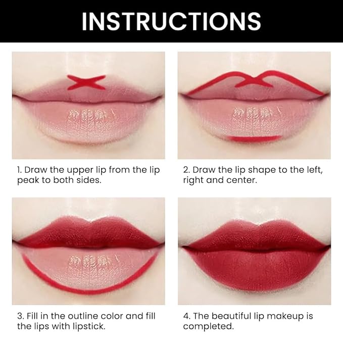 evpct 3Pcs Red Velvet Matte Lip Liner and Lipstick Combo Set Kit for Women, Dark Light Bright Ruby British Red Magic 24 Hours Lipstick and Lip Liner Makeup Set Stain Long Lasting Waterproof labial