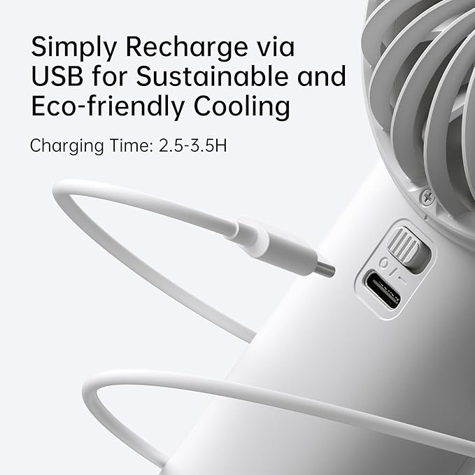 JISULIFE Handheld Portable Fan with Powerful Motor,LED Display,5000mAh Battery,5 Wind Speeds,Lanyard; Summer Essentials USB Rechargeable Hand held Fan for Travel,Beach,Makeup,Concerts-Gery