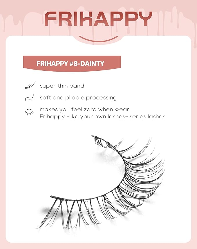 Short Lashes light wispy lashes Lashes Eyelashes Lashes Wispy False Eyelashes Natural Eyelashes Mink Lashes, Frihappy Lashes 5 Pairs Frihappy#8