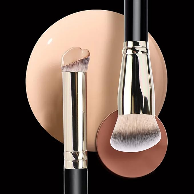 Makeup Brushes DPOLLA Pro Foundation Brush and Flawless Concealer Brush Perfect for Any Look Premium Luxe Hair Contour Brush Perfect for Blending Liquid,Buffing,Cream,Sculpting,Mineral Makeup