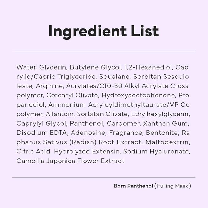 SAM'U Born Panthenol Fulling Mask – Korean Facial Sheet Mask with Plant-based collagen & Squalane For Nourishing care – Hydration & Nutrition Face Mask, Korean Glass Skin Care Face Mask (5 Sheets)