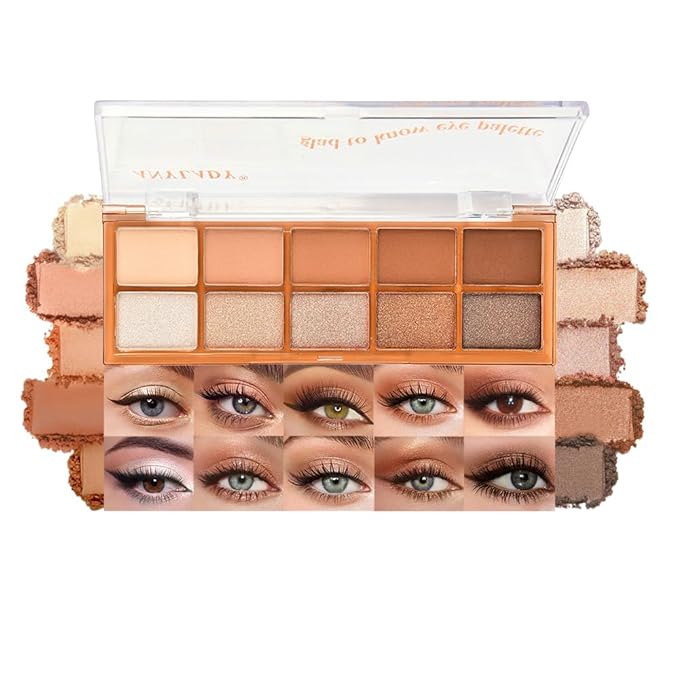 10 Colors Nude Brown Eyeshadow Palette – High Pigment Matte & Shimmer Eyeshadow Palette for Mature Women, Neutral Long-Lasting Waterproof Eye Makeup, Blendable & Cruelty-Free Silky Texture 01#