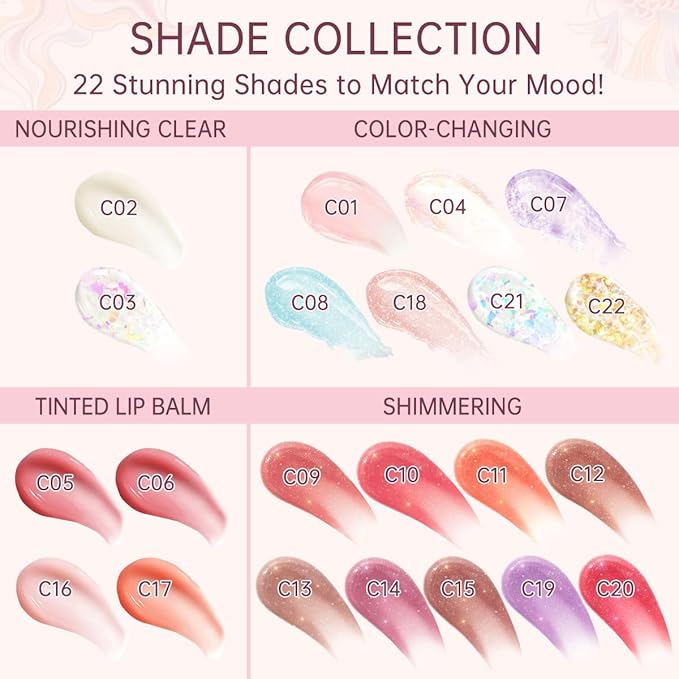 CATKIN Tinted Lip Balm Glitter Lip Stain Ultra Hydrating Lip Moistrurizer Shimmer Glow with Vitamin E Nourishing For Cracked & Dry Lips 0.12 oz C20