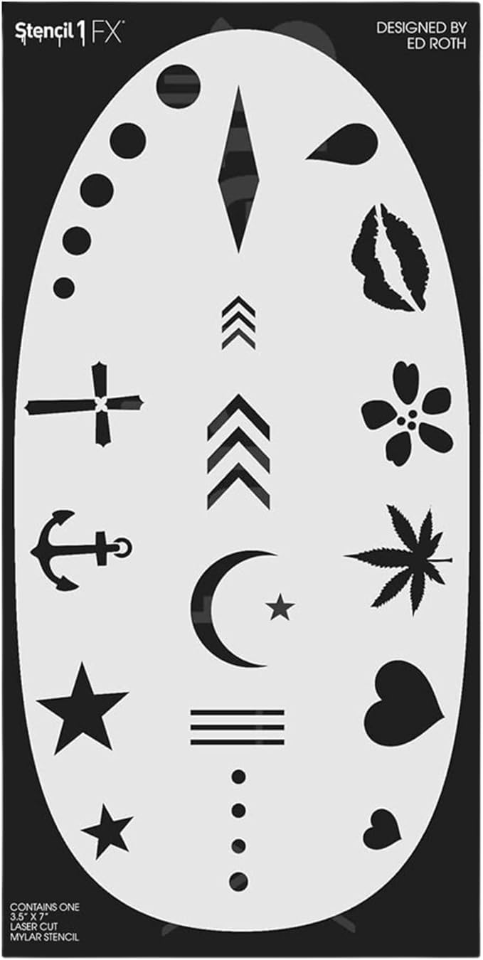 Stencil1FX - Tattoo Marks Makeup Stencil - for Costumes, Dress Up, Halloween, Cosplay, Arts, Face Painting