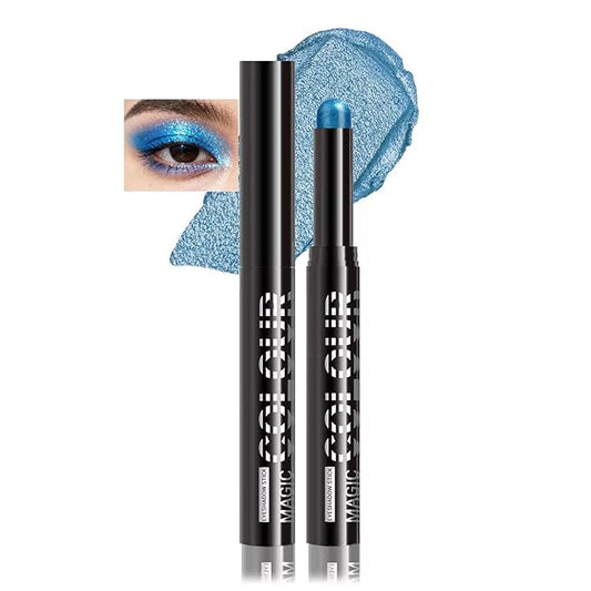 Light Baby Blue Eyeshadow Stick, Blue Cream Shimmer Eyeshadow Stick Pencil, Waterproof Long Lasting High Pigment Eye Shadow Crayon Pen, Women Multi-Dimensional Eye Highlighter Stick (22#)