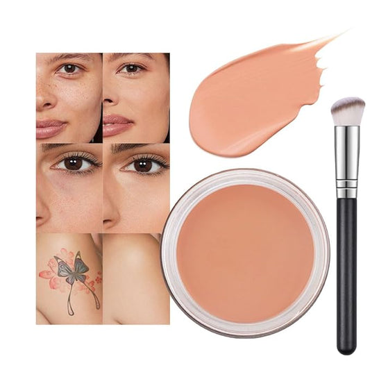 Kaely Pot Concealer Full Coverage Set, Under Eye Brightener Color Correcting Concealer for Dark Circles, Waterproof Foundation Face Makeup Brush Kit, Eye Ring Corrector de ojeras, 05 MEDIUM HONEY