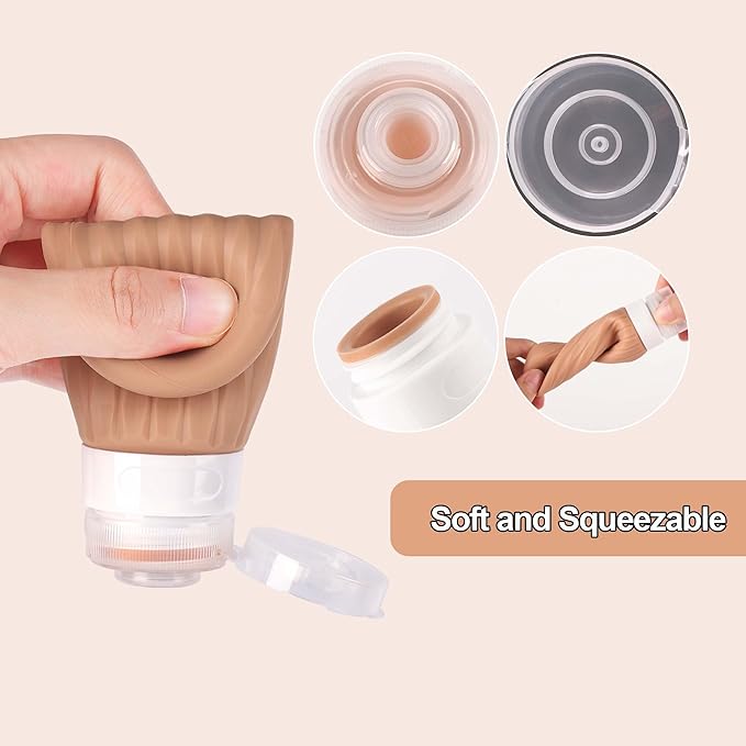 Travel Bottles for Toiletries, Travel Size Toiletries, TSA Approved 3oz Size Toiletry Containers, Leakproof & Refillable Silicone Bottles for Shampoo Conditioner (Coffee, 3 Ounces)